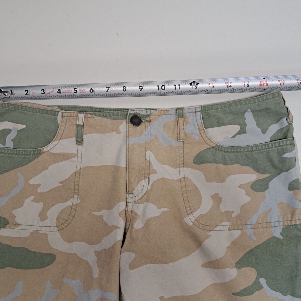 Vintage Abercrombie & Fitch Green And Tan Camo Pants Split Hem Women's 8 - Picture 6 of 10